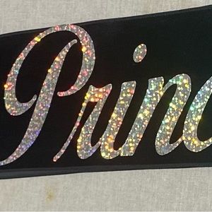 Birthday Princess Sash, Black Satin, Silver letters . can be custom ordered